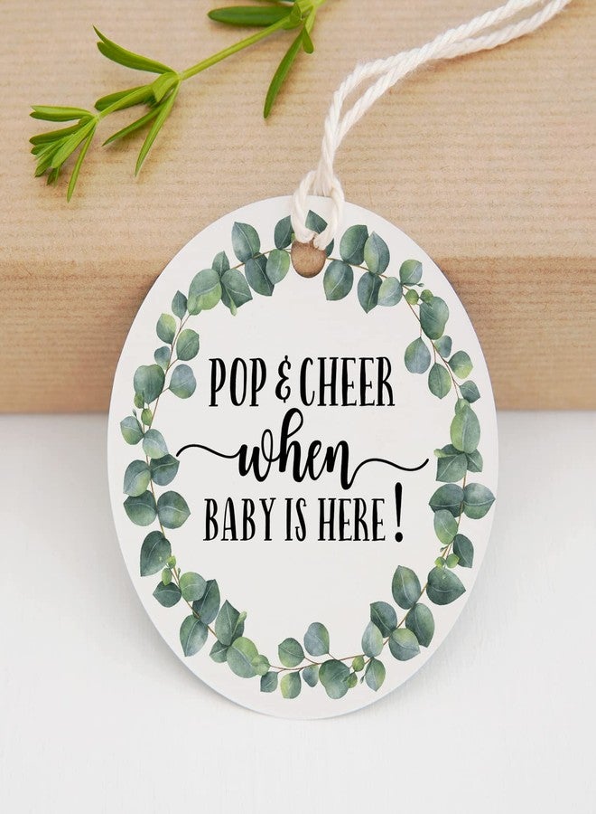 EKSPLODI None Brand Baby Shower Mini Champagne Bottle Tags, 50 Count with Greenery Design & Golden Ribbon - Image 5